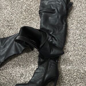 Michael Antonio Black Over the Knee Boots with Slouchy Design